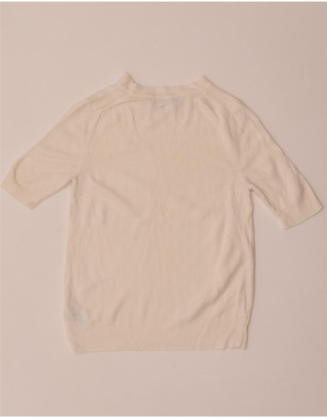 Marks & Spencer Womens Boat Neck Jumper Sweater UK 8 Small Off White