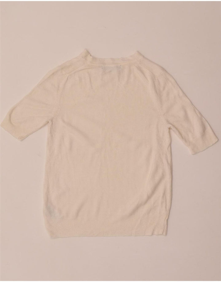 Marks & Spencer Womens Boat Neck Jumper Sweater UK 8 Small Off White