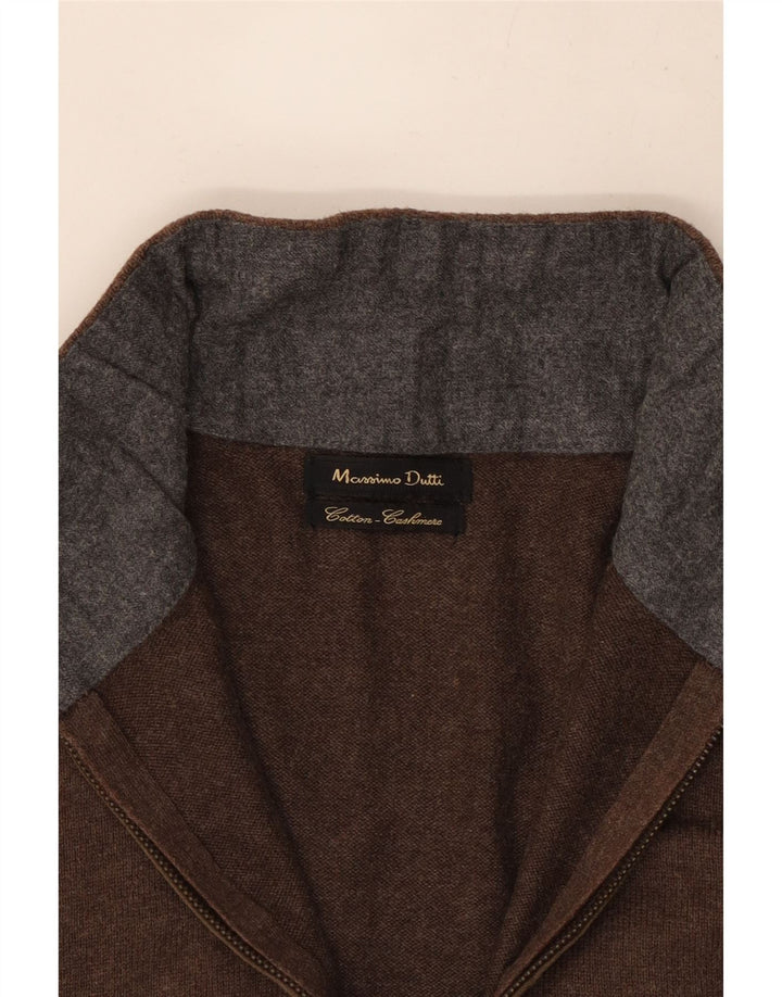 Massimo Dutti Mens Zip Neck Jumper Sweater Small Brown Cotton