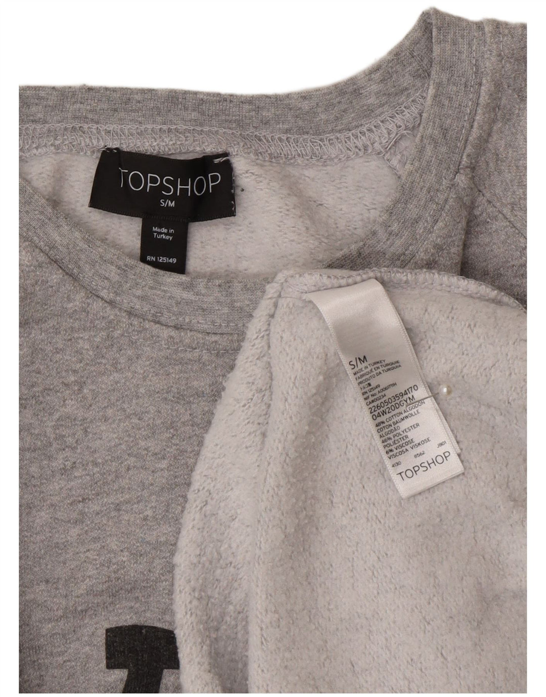 Topshop Мужской свитшот с рисунком, маленький серый хлопковый джемпер