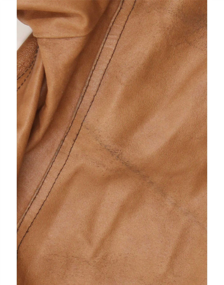 Chaqueta de cuero vintage para mujer Reino Unido 18 XL Beige