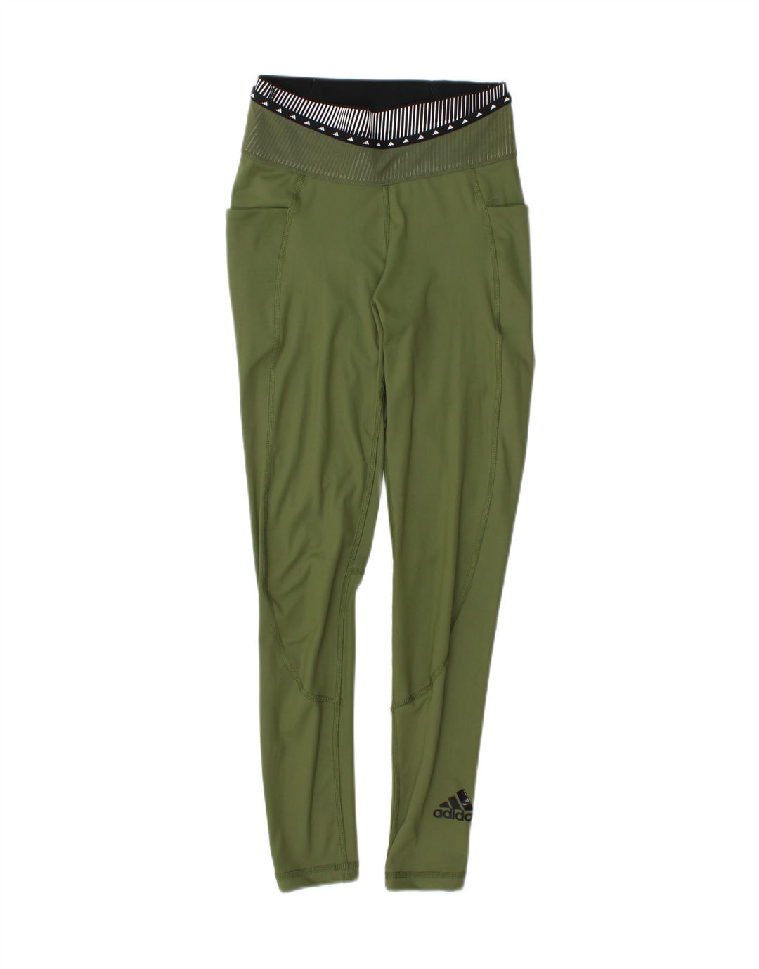 ADIDAS Womens Graphic Leggings UK 4/6 XS  Green Polyester Vintage Adidas and Second-Hand Adidas from Messina Hembry 