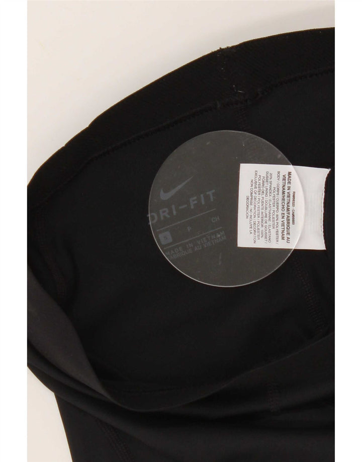 Nike Womens Dri Fit Graphic Sport Shorts UK 8 Small Black Polyester