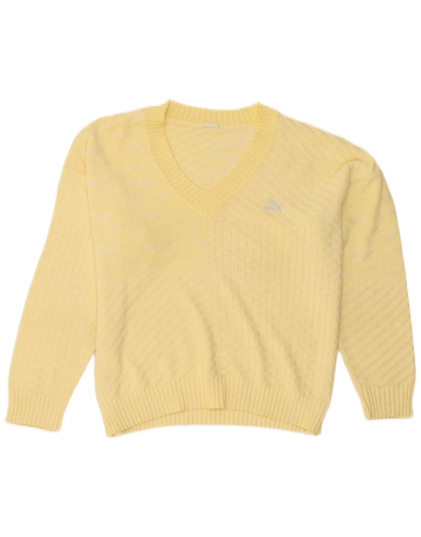 Maglione maglione con scollo a V da donna Puma UK 18 XL Giallo