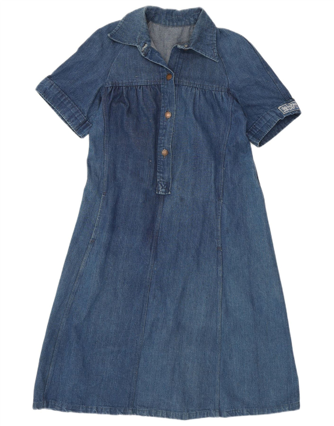VINTAGE Womens Denim Dress UK 12 Medium Blue