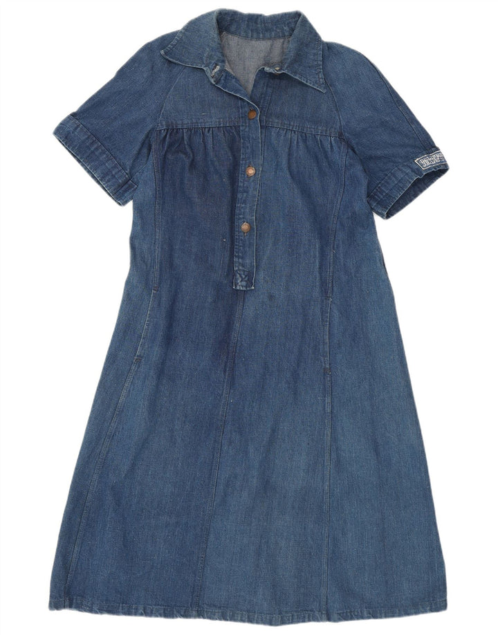 VINTAGE Womens Denim Dress UK 12 Medium Blue