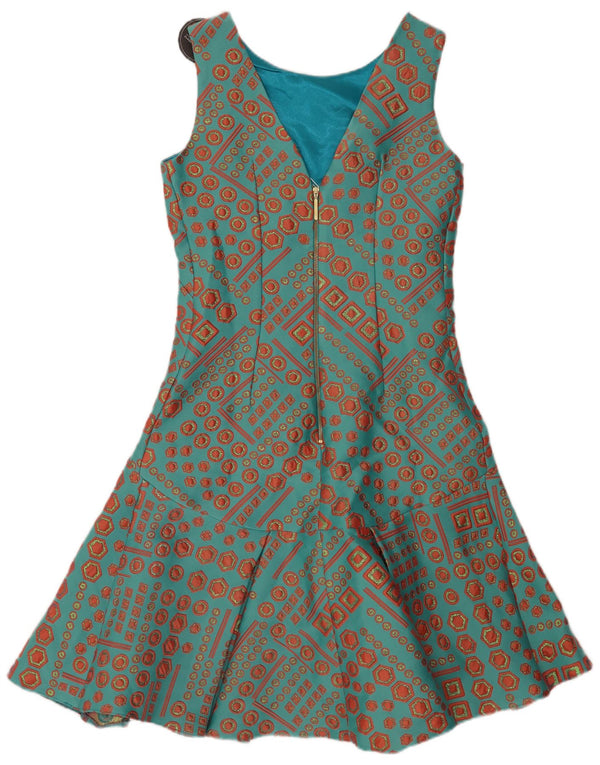 CLOSET Abito da donna senza maniche a trapezio UK 8 Piccolo turchese geometrico