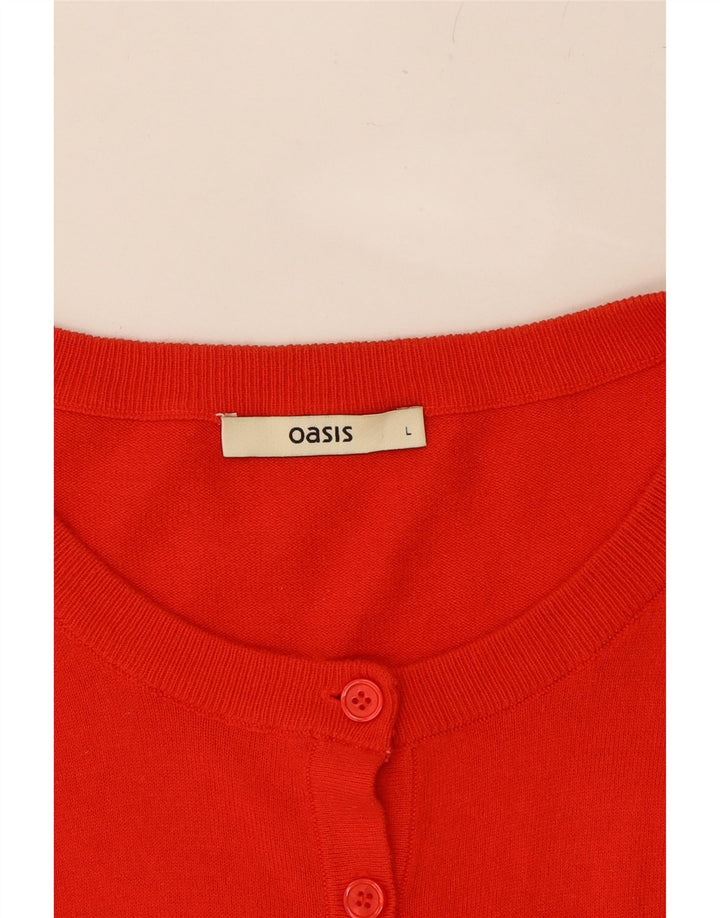 OASIS Womens Cardigan Sweater UK 14 Large Red Cotton Vintage Oasis and Second-Hand Oasis from Messina Hembry 