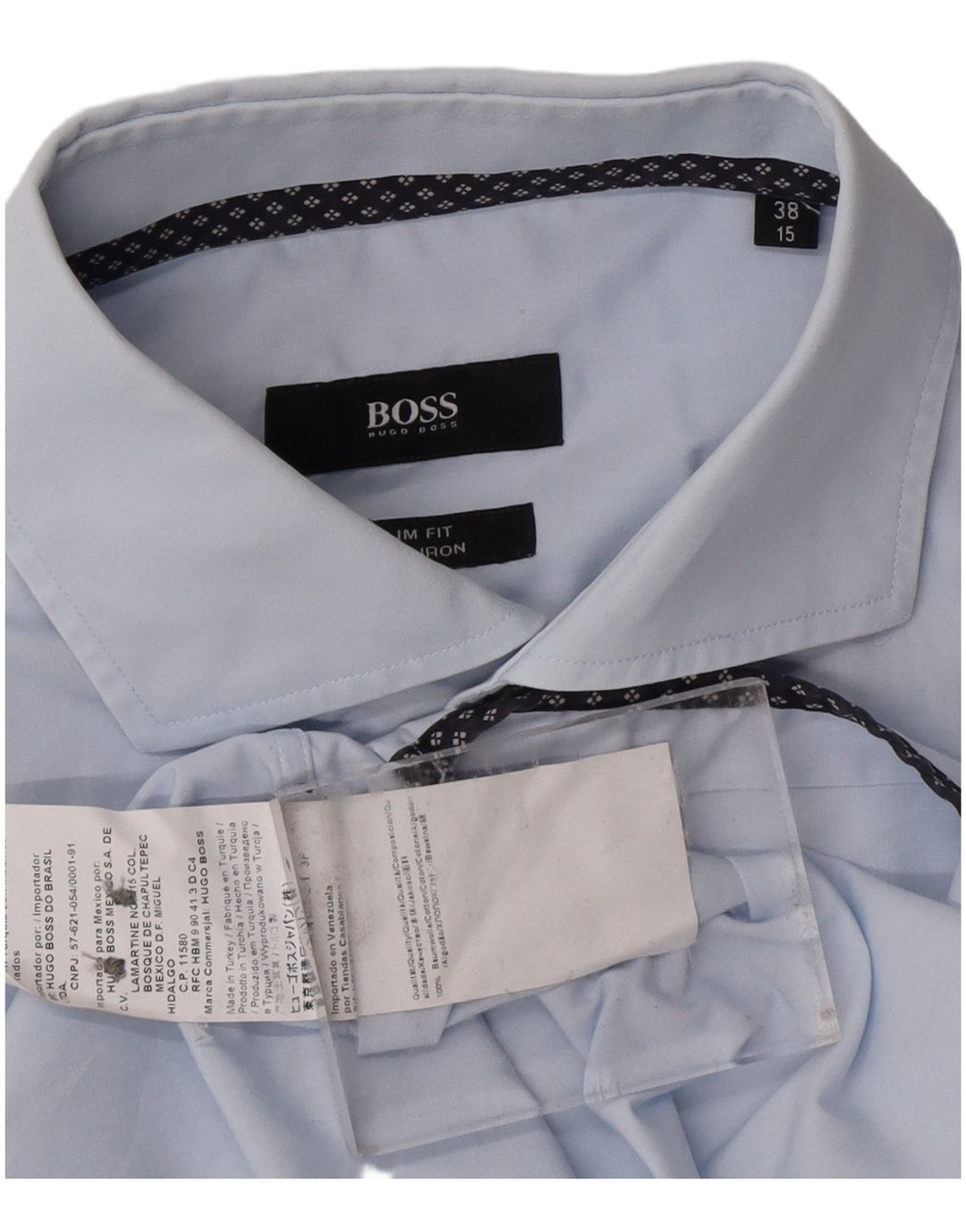 HUGO BOSS Mens Slim Fit Shirt Size 15 38 Medium Blue Cotton