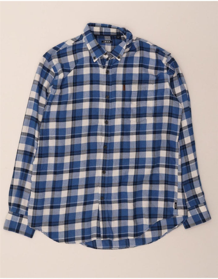 IZOD Mens Flannel Shirt Large Blue Check Cotton Vintage Izod and Second-Hand Izod from Messina Hembry 