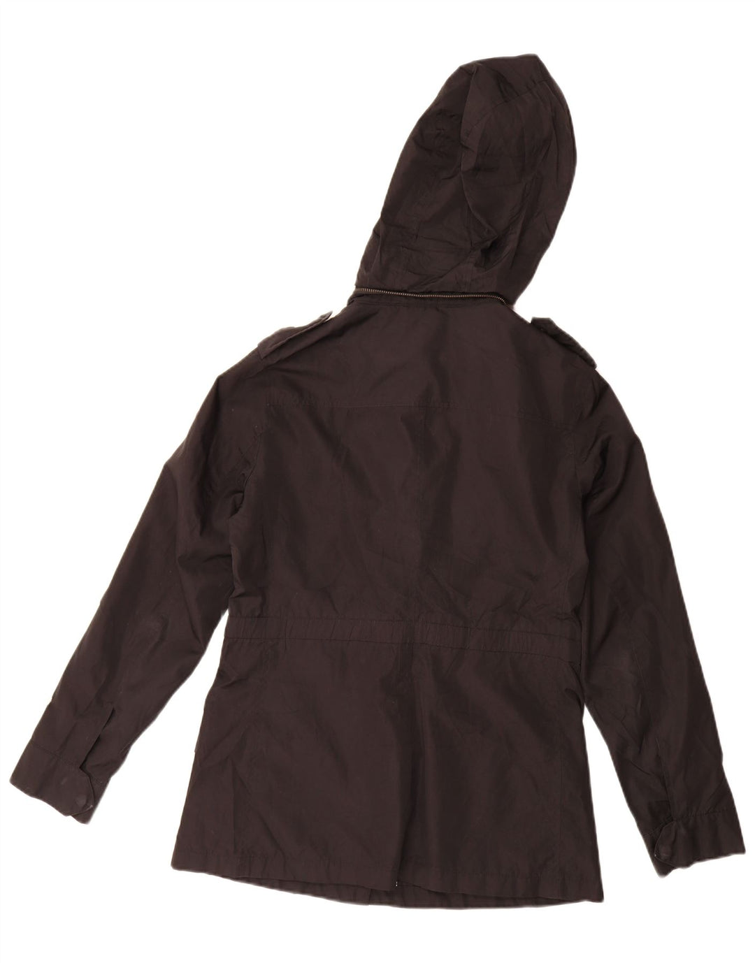 Massimo Dutti Womens Hooded Parka Jacket UK 14 Medium Black