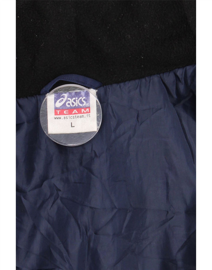 Asics Mens Windbreaker Jacket UK 40 Large Navy Blue Colourblock Nylon
