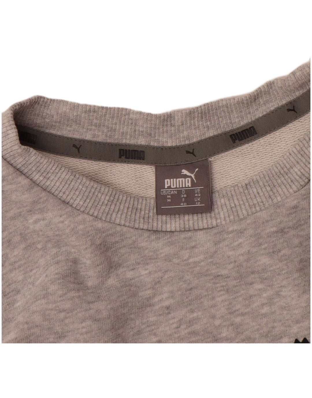 Puma Graphic Sweatshirt Jumper UK 12 Medium Grey Flecked Bomuld