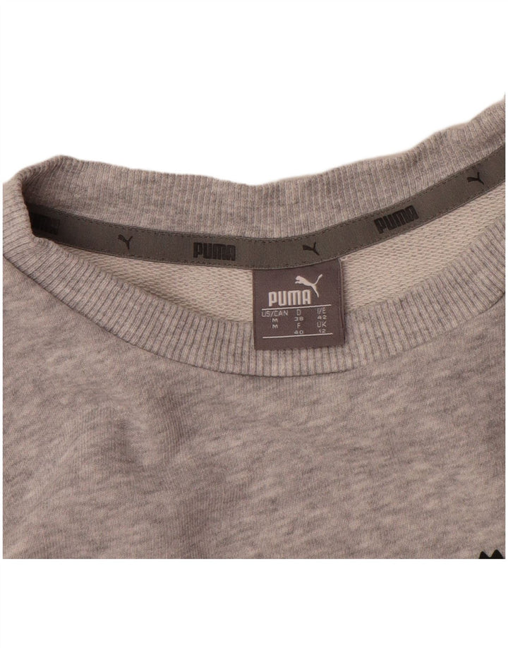 Puma Graphic Sweatshirt Jumper UK 12 Medium Grey Flecked Bomuld