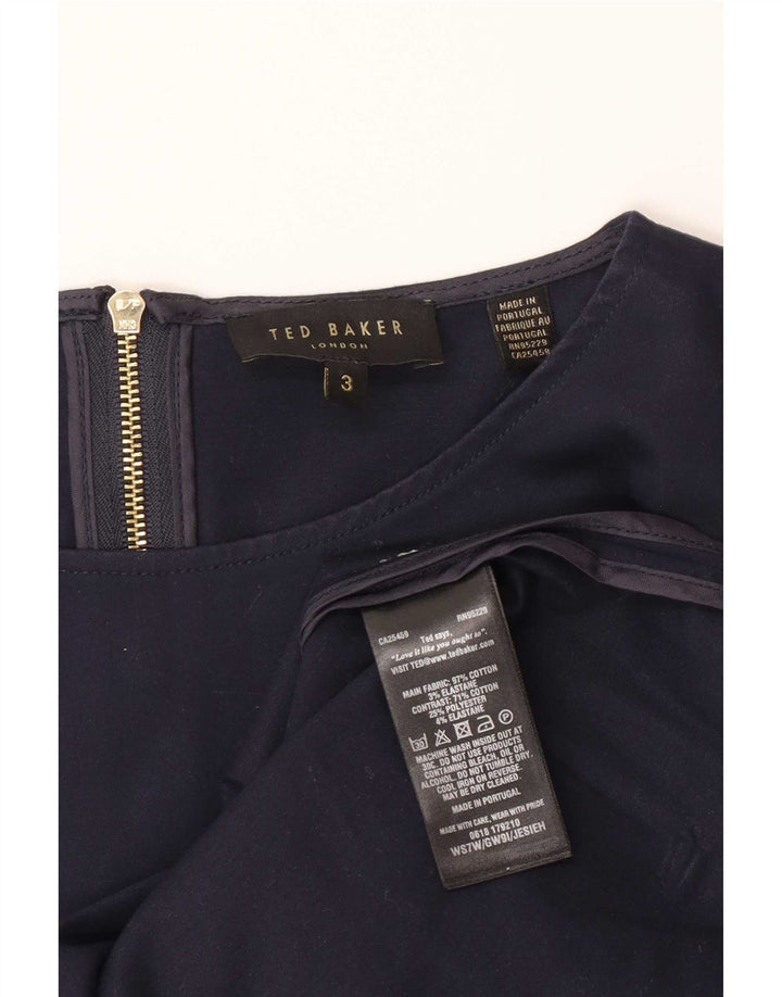 Ted Baker Chemisier à manches 3/4 pour femme Taille 3 Bleu marine moyen à fines rayures