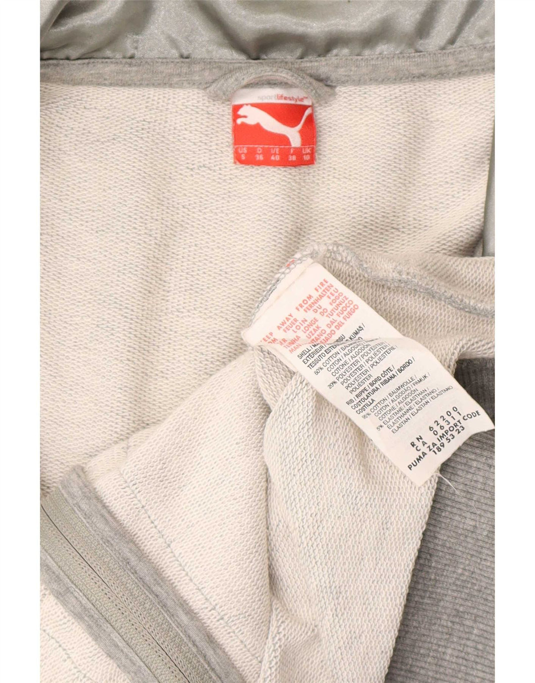 Puma Womens Tracksuit Top Jacket UK 10 Small  Grey Flecked Cotton