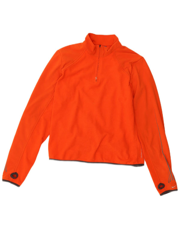 Jumper de lã Nike feminino Therma-Fit com gola e zíper UK 16/18 XL laranja poliéster