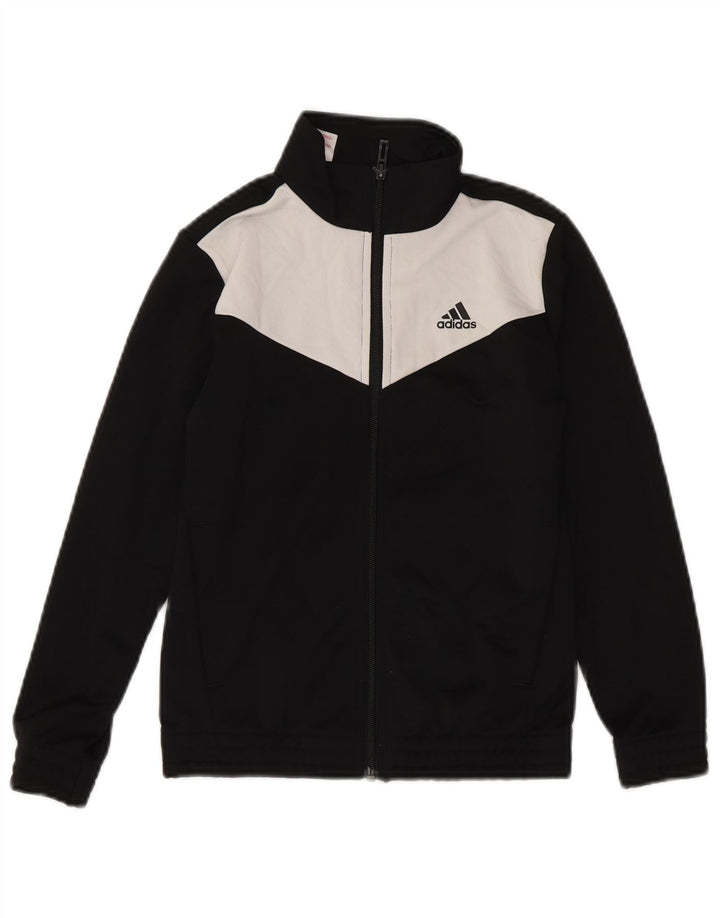 Спортивный костюм Adidas для мальчиков, верхняя куртка 8-9 лет, черный полиэстер с цветными блоками