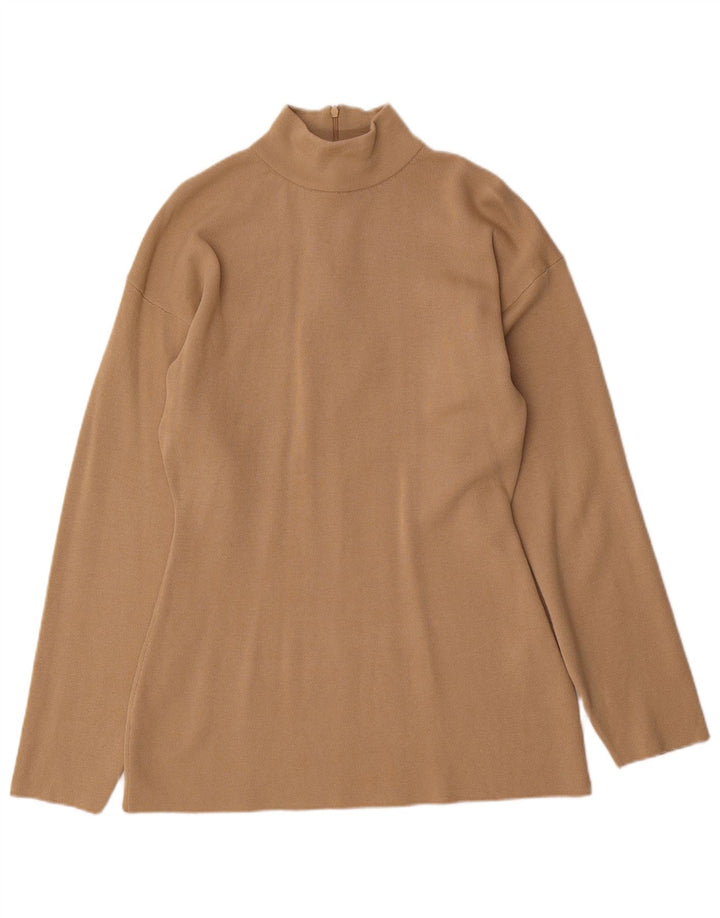 Zara Damen Top Langarm UK 14 Große braune Viskose