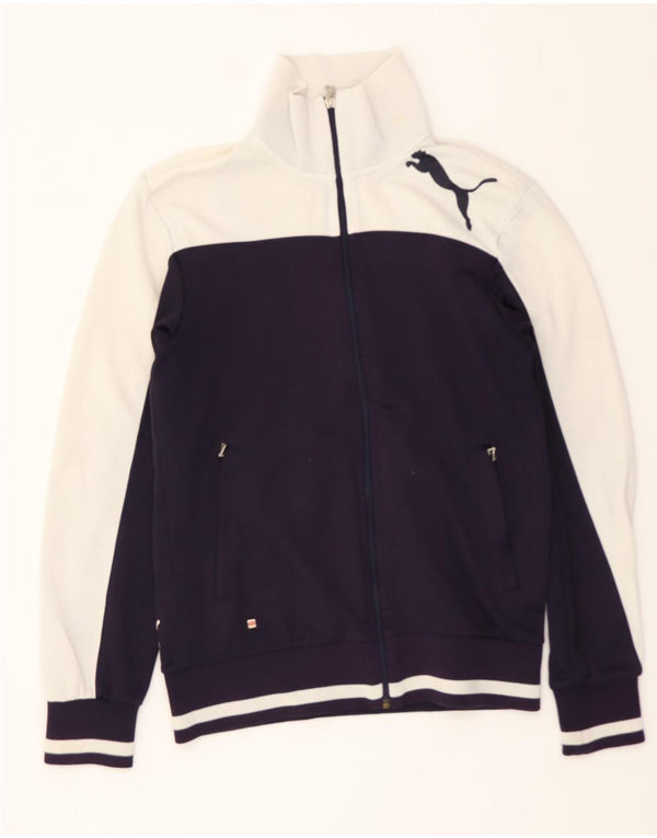 PUMA Womens Tracksuit Top Jacket UK 14 Medium Navy Blue Colourblock