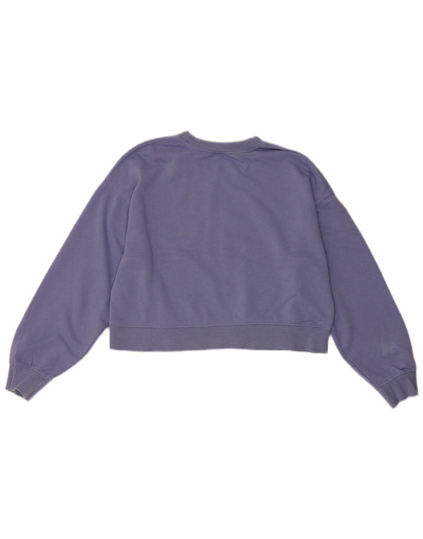 Zara Womens Crop Sweatshirt Jumper UK 12 Medium Purple Cotton