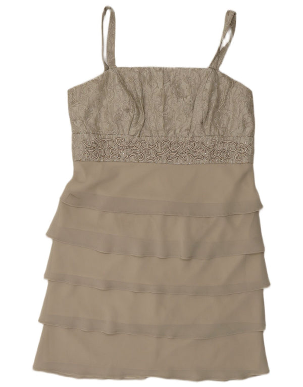 R&M Richards Damen Schößchenkleid US 18 2XL Beige geblümtes Nylon