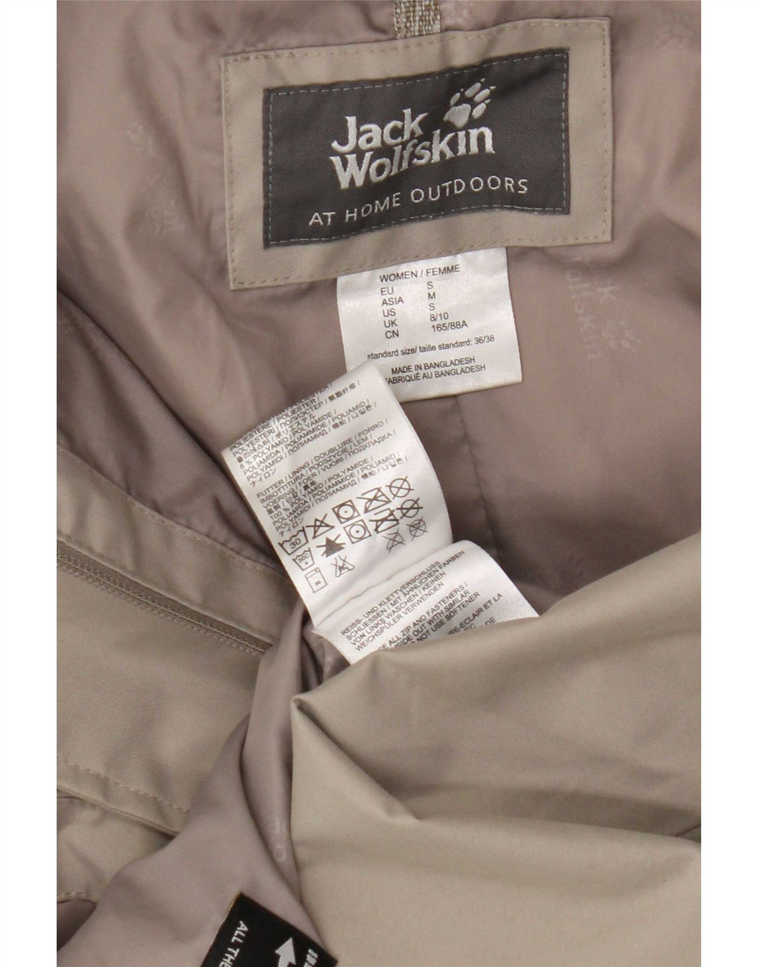 Jack Wolfskin Womens Hooded Trench Coat UK 8/10 Small Beige Polyester