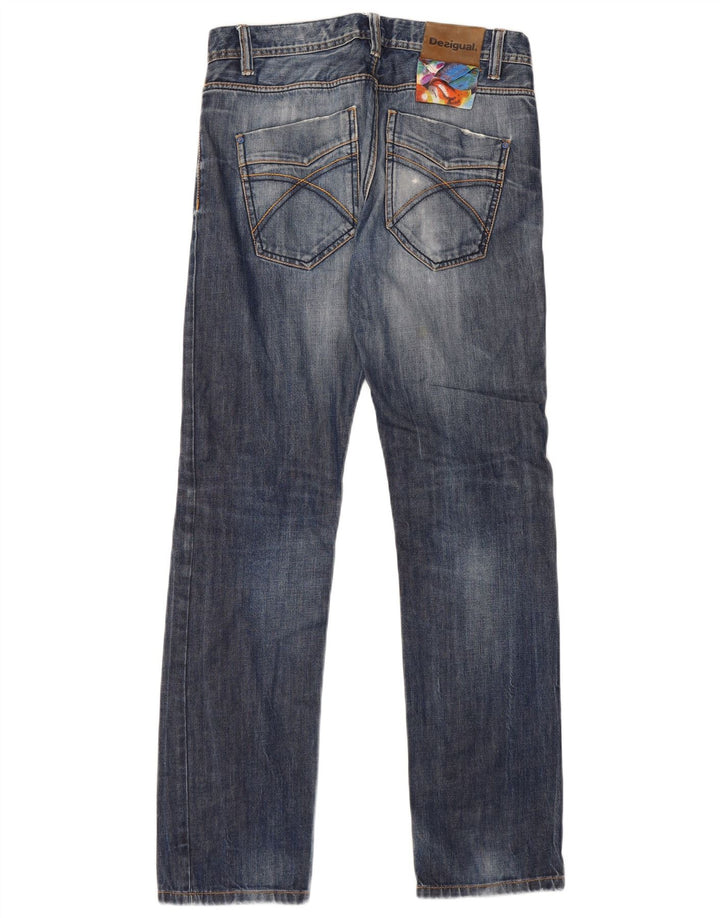 Desigual Mens Straight Jeans W30 L33 Blue Cotton