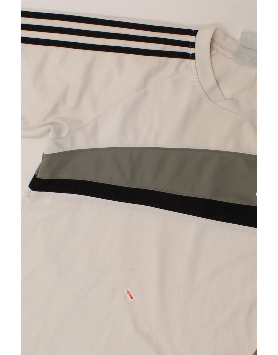 ADIDAS Boys T-Shirt Top 13-14 Years Off White Colourblock Polyester Vintage Adidas and Second-Hand Adidas from Messina Hembry 