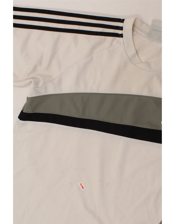 ADIDAS Boys T-Shirt Top 13-14 Years Off White Colourblock Polyester Vintage Adidas and Second-Hand Adidas from Messina Hembry 