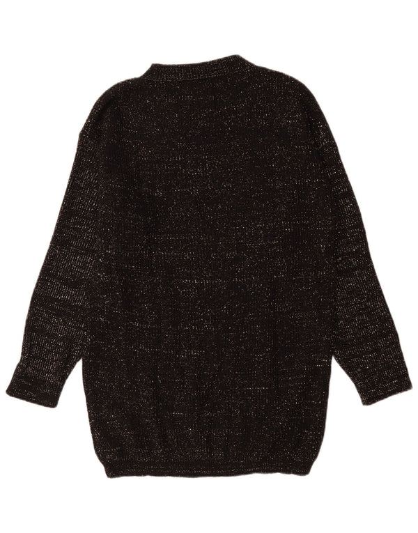 Vintage Womens Long Sleeve Jumper Dress EU 36/38 Small Black Flecked