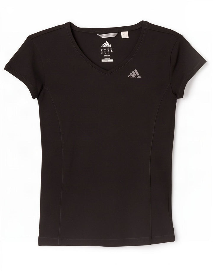 Adidas Womens Climalite T-Shirt Top UK 8 Small Black Polyester