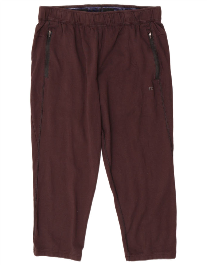 RUSSELL ATHLETIC Mens Crop Tracksuit Trousers Large  Black Rayon