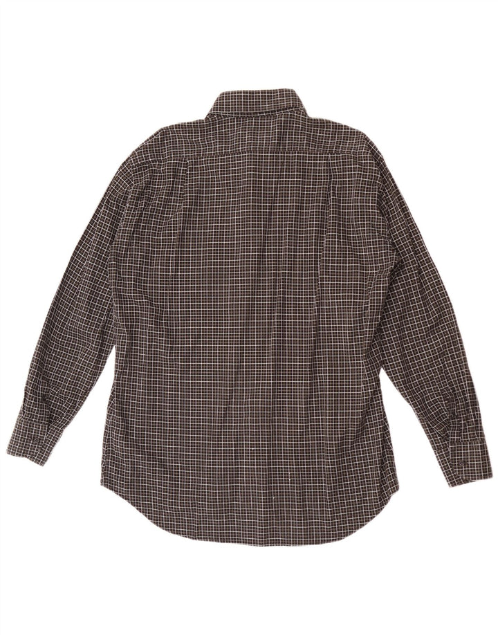 Roccobarocco Mens Shirt Size 44 17 1/2 XL Black Check Cotton