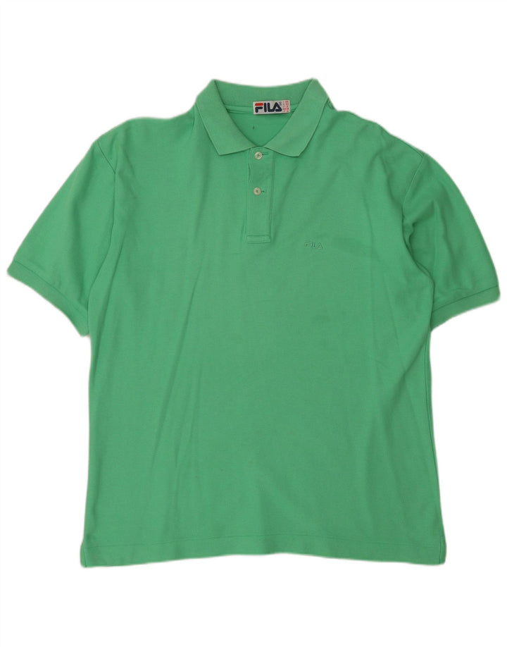 Fila Mens Polo Shirt IT 48 Medium Green Cotton
