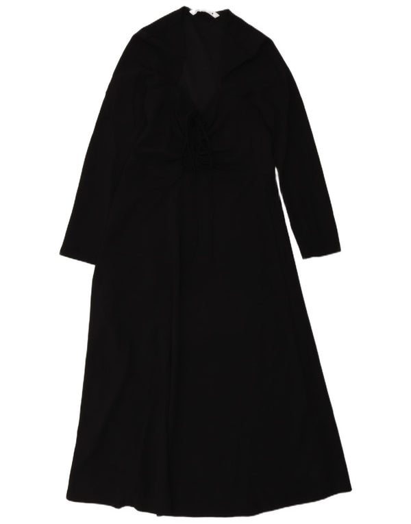 Zara Mujer Maxi Vestido De Manga Larga UK 4 XS Negro
