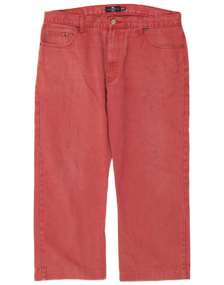 Marks & Spencer Herre Blue Harbor Cropped Jeans W38 L24 rød bomuld