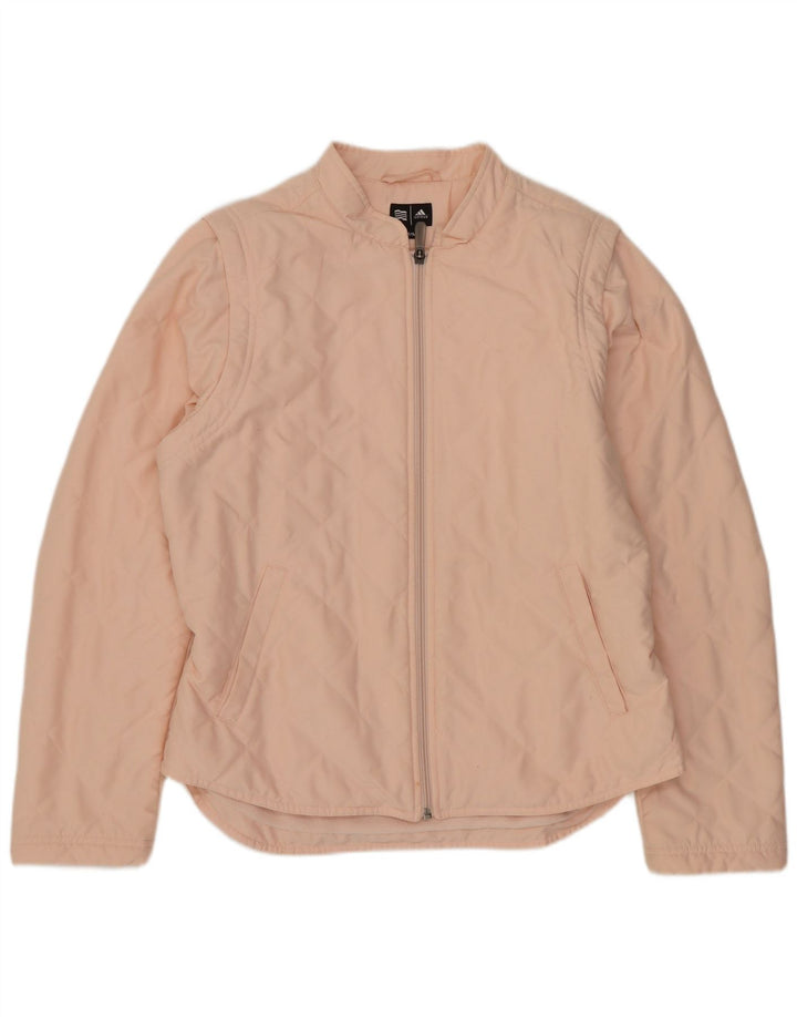 Adidas Womens Quilted Jacket UK 14 Medium Pink Polyester