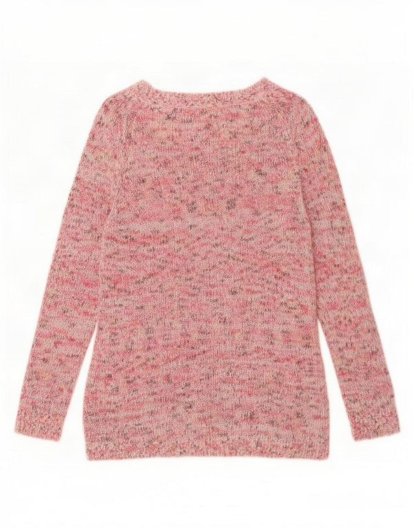 Tommy Hilfiger Womens Boat Neck Jumper Sweater UK 16 Large Pink Flecked
