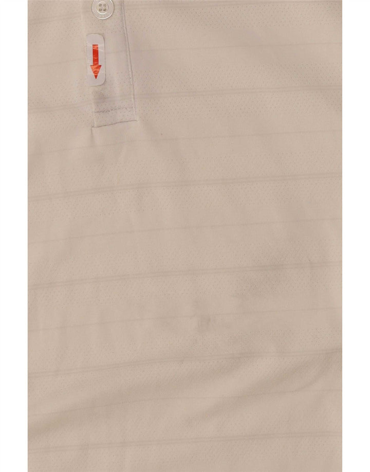 Nike Mens Polo Shirt UK 47/48 2XL White Striped Polyester
