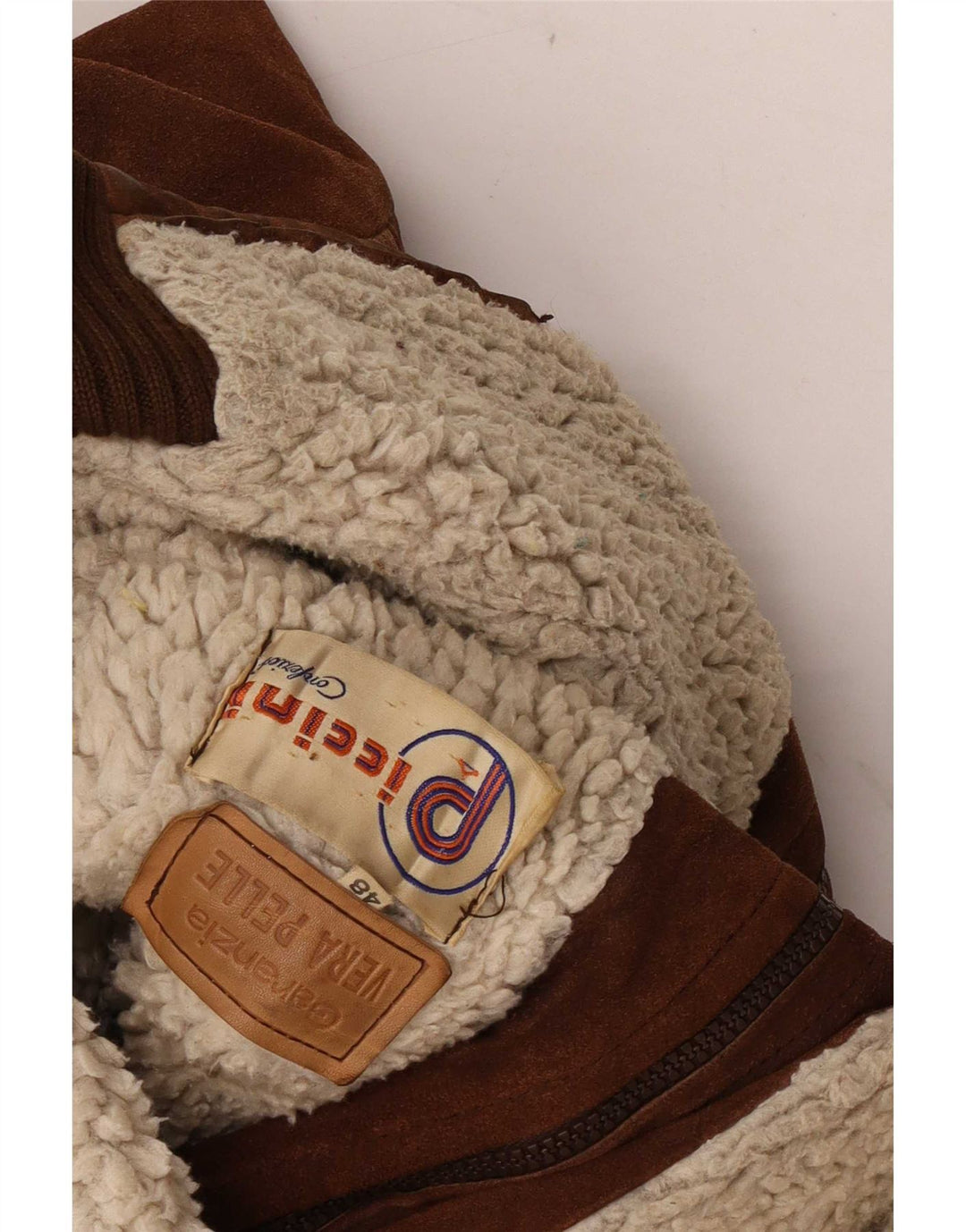 Piccini Mens Bomber Suede Jacket IT 48 Középbarna bőr Retro