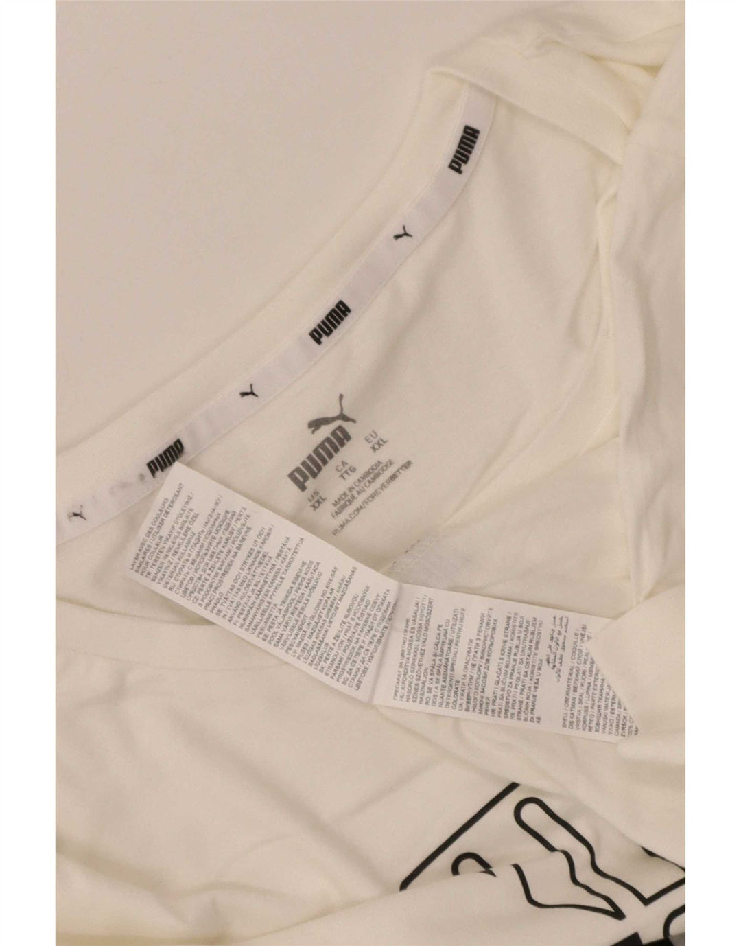 Puma Mens Graphic T-Shirt Top 2XL White Cotton