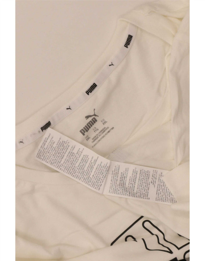 Puma Mens Graphic T-Shirt Top 2XL White Cotton