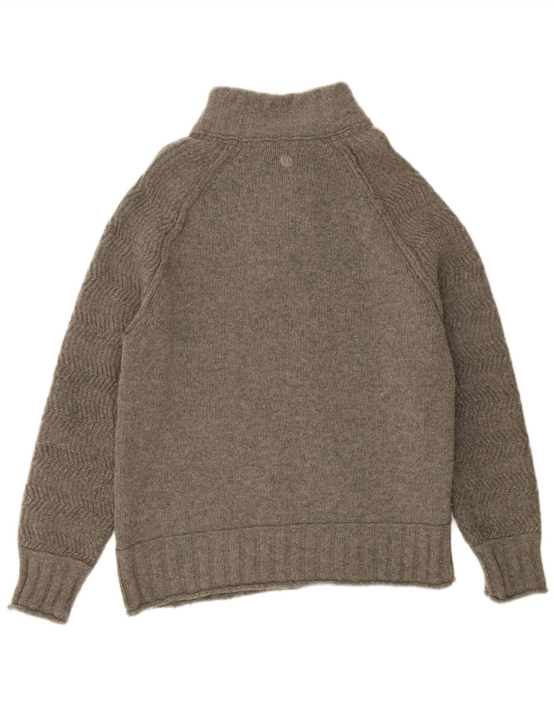 FAT FACE Mens Button Neck Jumper Sweater 2XL Grey Herringbone Wool