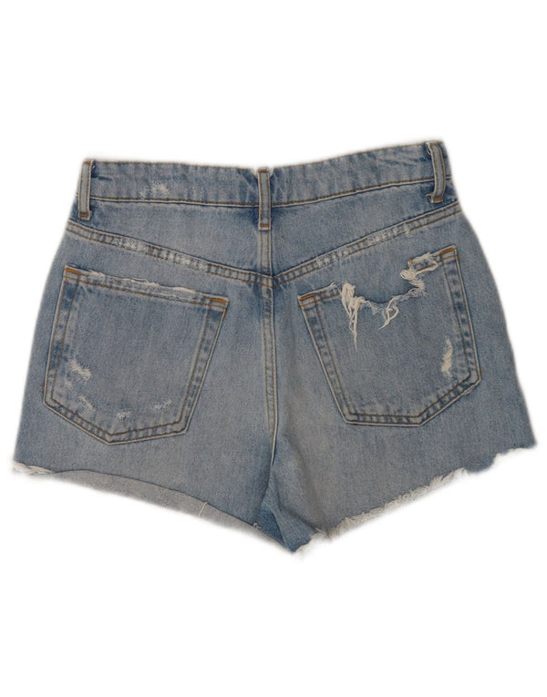 Zara Womens Distressed Denim Shorts EU 36 XS W26 Blå