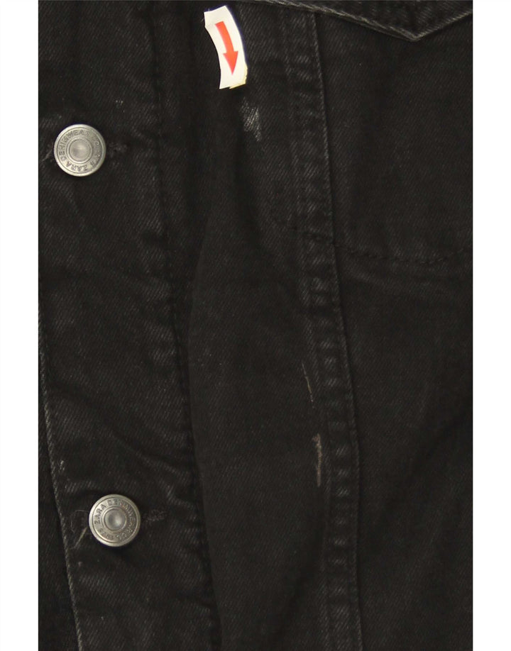 Zara Mens Sherpa Denim Jacket UK 38 Medium Black Polyester