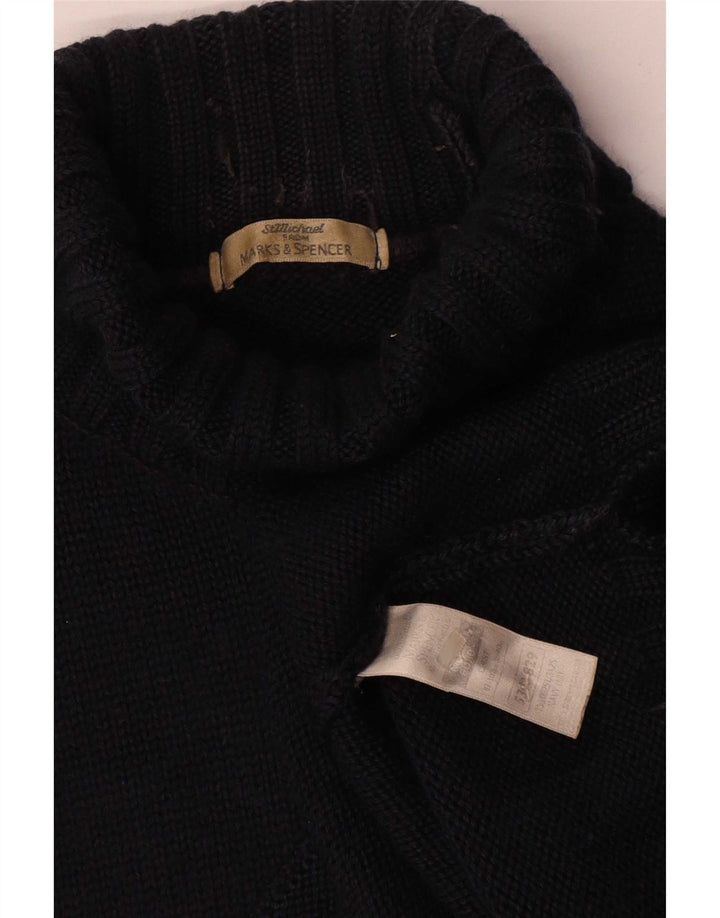 Marks & Spencer Mens Roll Neck Jumper Sweater Medium Navy Blue Wool