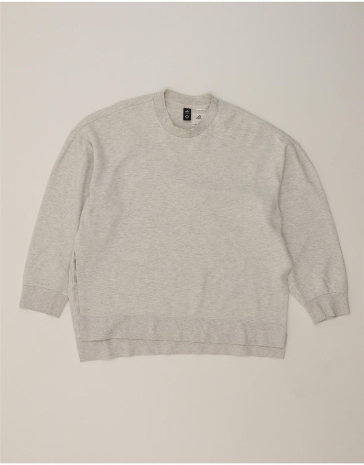 ADIDAS Womens Oversized Sweatshirt Jumper UK 14 Medium Grey Cotton Vintage Adidas and Second-Hand Adidas from Messina Hembry 