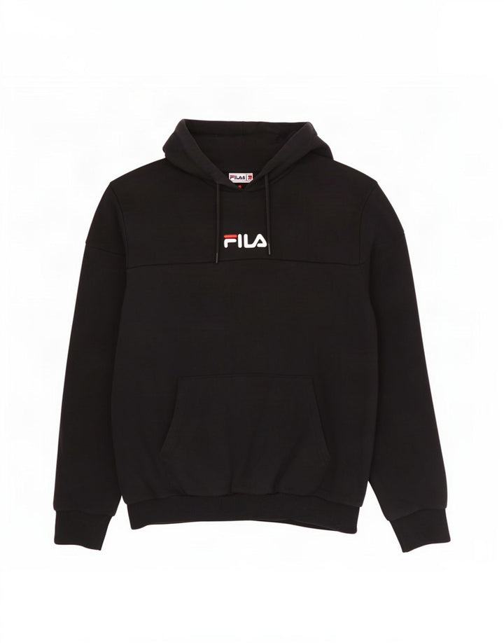 Felpa con cappuccio Fila da uomo piccola in cotone nero