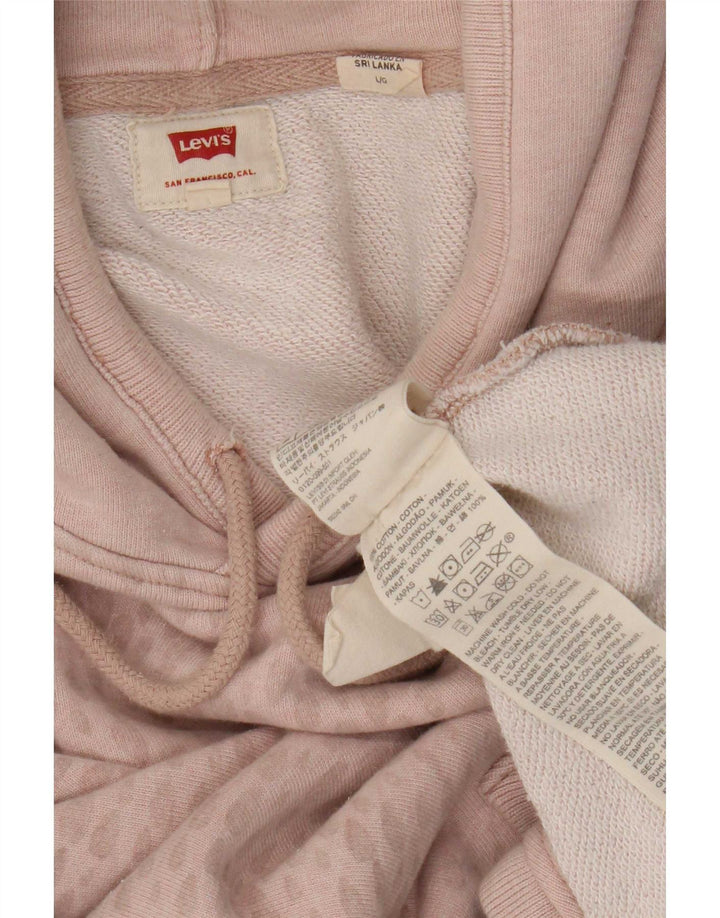 Levi's Mens Hoodie Jumper Large Pink Spotted Cotton